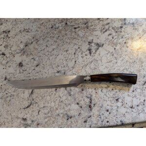 Vintage Lifetime Hollow Ground Carving Knife  Faux Horn Handle Stainless Steel